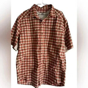REI Men’s Short Sleeve Button Outdoor Fishing Mesh Armpit Plaid Shirt Large  XXL